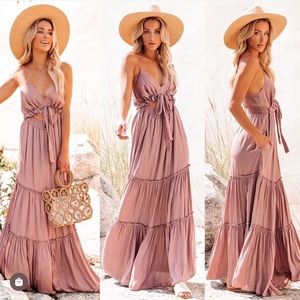 Vici April Rain Pocketed Cut-Out Maxi Dress